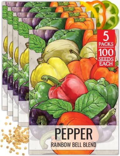 Seed Needs Rainbow Bell Pepper Seeds to Plant Vegetables - 5 Packs by SeedNeeds