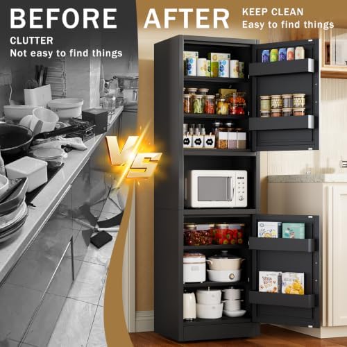 67" Freestanding Metal Pantry Cabinet, Tall Kitchen Food Storage Cupboard - Image 6