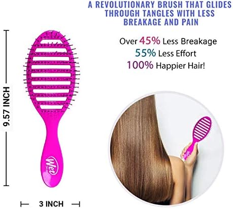 Wet Brush Speed Dry Detangler (Pink)- Ergonomic, Heat Flex Bristles, Blow Dry, Detangling Knots, Snag-Free, Anti-Static Brush for All Hair Type (Pack of 2) - Image 4