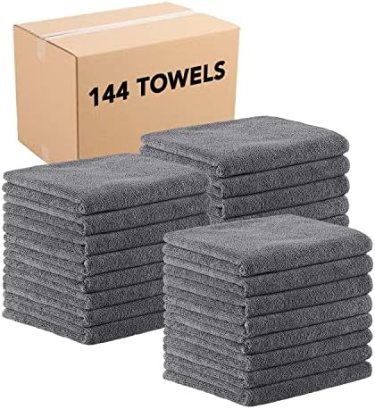 Arkwright Bleach Resistant Salon Towels Bulk – Microfiber Hair Towels, Soft, Absorbent, Quick Dry, Lint Free Spa & Barber Towels for Stylist, Nail Salon & Esthetician, 16 x 27, Grey (Case of 144) by Arkwright