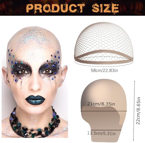 Medium Latex Bald Cap SFX Makeup Kit,Bald Wig Cap with Skin Water-Based Skin Adhesive (Bonding Skin Glue) for Women & Kids,Perfect for Halloween Costumes, Cosplay, and Theater - Image 2