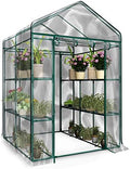 Greenhouse - Walk in Greenhouse with 8 Sturdy Shelves and PVC Cover for Indoor or Outdoor Use - 56 x 56 x 76-Inch Green House by Pure Garden by PureGarden