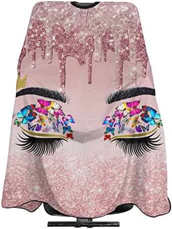 Barber Cape Hello Glitters Gorgeous Eyelash Pink Salon Apron Hair Cutting Cape Barbershop Kits For Women-55''X66'' by Carwayii