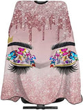 Barber Cape Hello Glitters Gorgeous Eyelash Pink Salon Apron Hair Cutting Cape Barbershop Kits For Women-55''X66'' by Carwayii