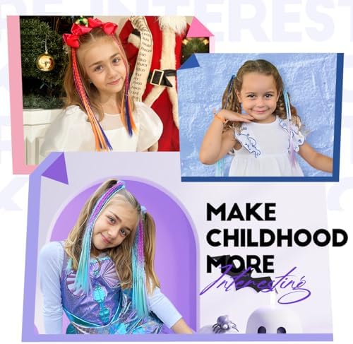 Dreamlover Rainbow Braided Hair Extensions for Kids, 12 Pieces - Image 5