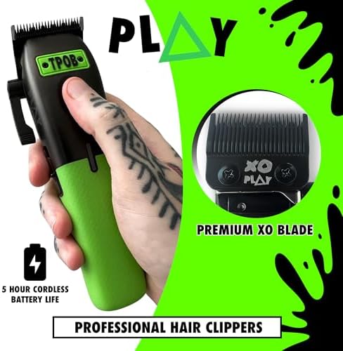 TPOB Play Barber Hair Clippers for Men 7500 RPM with Rubber Grips (Black/Green/Pink) - Image 2