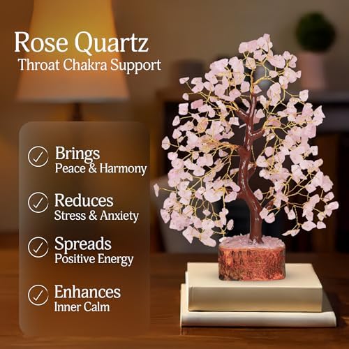 YATSKIA Rose Quartz Crystal Tree, Birthday Gifts for Women, Mom & Friends, Handmade Gem Tree of Life, Home, Bedroom & Office Desk Decor, Thank You Gifts - Image 3