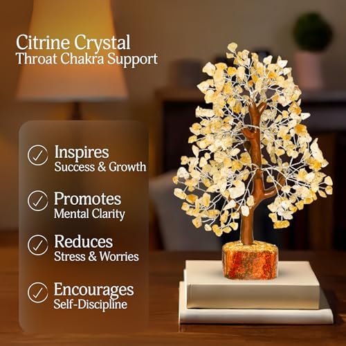 YATSKIA Citrine Crystal Tree of Life, Unique Gifts for Women, Mom & Sister, Handmade Gemstone Money Tree, Boho Room, Shelf & Office Desk Decor, Birthday Gifts - Image 3