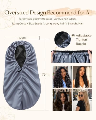 YANIBEST Adjustable Satin Sleep Bonnet, Double Layer Extra Long Hair Bonnet - Image 4