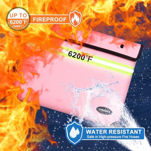 6200°F Upgraded Fireproof Document Bag with Waterproof Zipper,9 Layers of Heat Insulated Materials,Fireproof Money Bag for Cash,Valuables and Important Documents（Not Suitable for A4 Files） - Image 2