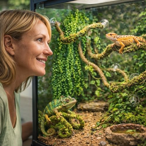HERCOCCI Reptile Vines, Flexible Jungle Climbing Vines Terrarium Plastic Plants and Leaves Tank Accessories Decor for Gecko Snake Lizard Bearded Dragon Hermit Crab Frog - Image 6