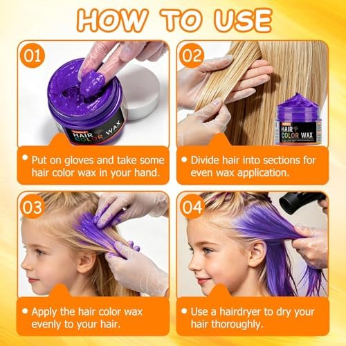 10PCS Temporary Hair Color for Kids, Non-Sticky Washable Hair Dye for Girls, Boys, Teens, Women & Men, Natural Instant Color Wax for Daily Fun, Cosplay, Halloween & Christmas Party - Image 5