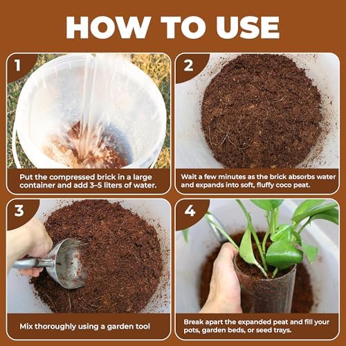 Compressed Coco Coir Bricks – 100% Organic, 650g x 6 Bricks – Expands to 8L Each, Eco-Friendly, Biodegradable, No Chemicals – Ideal for Vegetables, Fruits, Flowers, Seedlings - Image 3