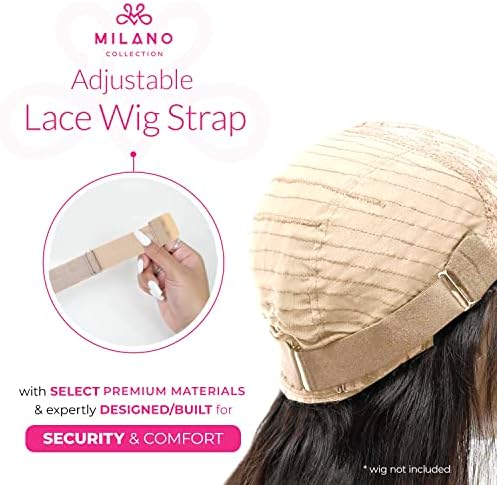 Milano Adjustable Elastic Wig Band with Hooks for Secure Fit & Comfort for Wigs and Lace Front Wigs - Wig Strap, Headband, & Wig Grip Accessories, Tan - Image 2