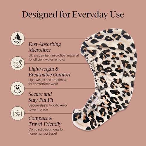 Kitsch Microfiber Hair Towel Wrap for Women - Leopard - Image 3