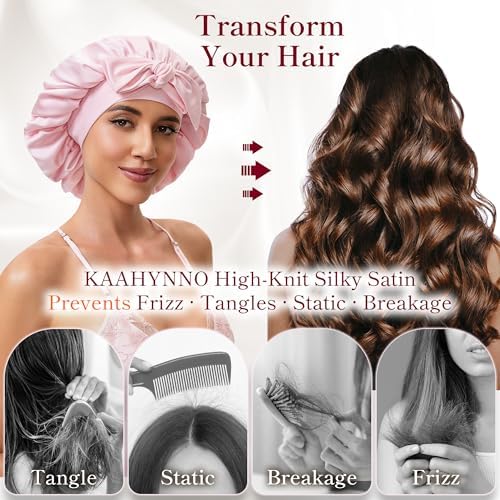 Tie Silk Bonnet Satin Curly Hair Wrap for Sleeping Women Anti Frizz - Image 2