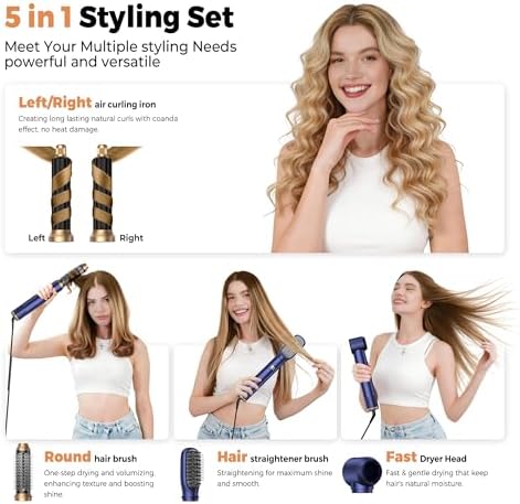 OKWRAP 5-in-1 Blow Dryer Brush, Hot Air Styler with Auto-Wrap Curlers - Image 2
