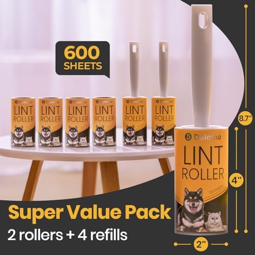 DELOMO Lint Roller for Pet Hair Extra Sticky, Mega Value Set of 600 Sheets - Image 5