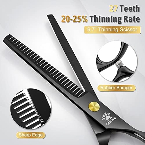 Dog Grooming Scissors Kit with Safety Round Tips, GLADOG Professional 5 in 1 Grooming Scissors for Dog - Image 2