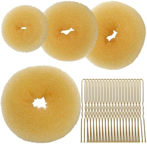 Teenitor 4pcs Hair Bun Shaper Set with Extra-large, Large, Medium, Small Donut Hair Bun Maker, 20pcs Bobby Pins, Gold by PERFECTYOURBEAUTY
