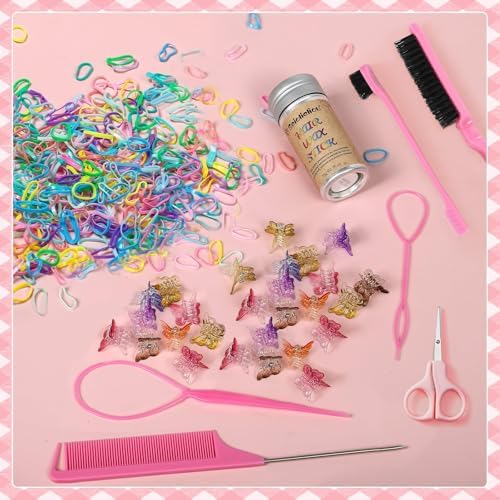 Girls Hair Accessories-1500P Elastics 45P Claw Clips Wax Stick Comb Set - Image 6
