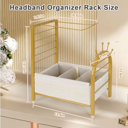 Headband Holder Organizer, Hair Tie Holder Rack for Girls and Women Gold - Image 5