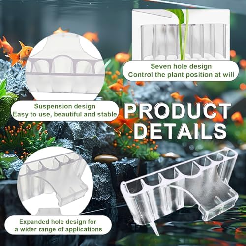 2PC 7 Holes Aquarium Plant Holder, Hanging Aquatic Plant Cup with Long Hook - Image 3