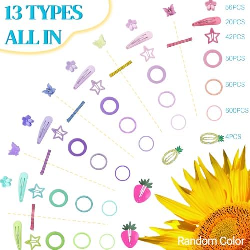 IKOCO 826PCS Hair Accessories for Girls, Elastic Hair Ties with Colorful Clips and Tools - Image 5