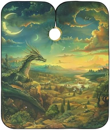 ALAZA Dragon in Landscape Barber Cape for Men Women, Waterproof Haircut Apron Beard Shaving Bib Hair Cutting Cloth 55 x 65 Inch by ALAZA