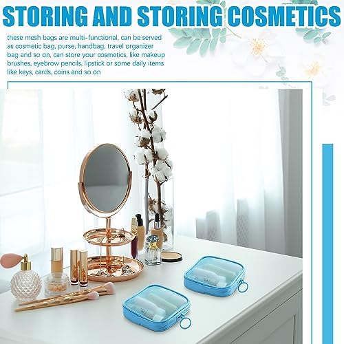 Weewooday 4Pcs Mesh Makeup Bag, Blue, Small, Classic - Image 6