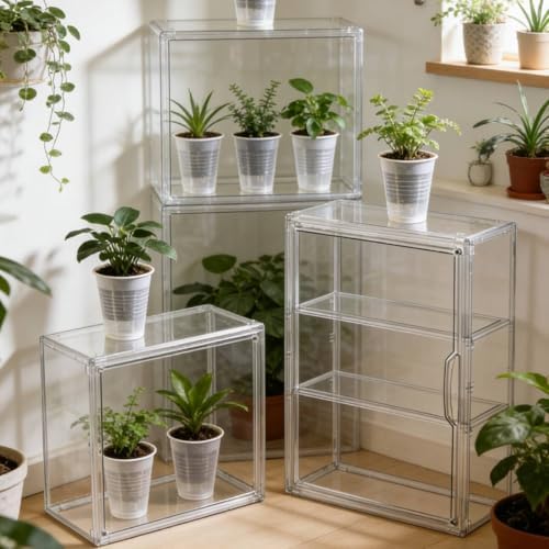 Mini Greenhouse for Indoor, Green House with Magnetic, 14”x10.5”x5.5” - Image 3
