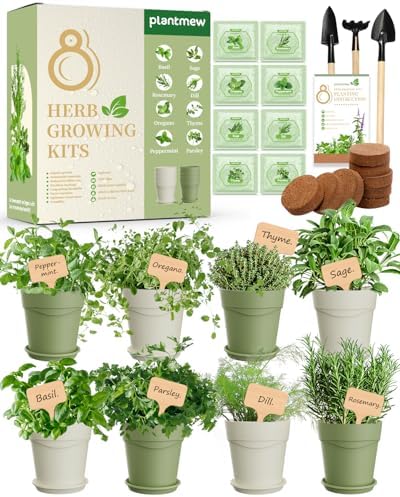 Unique Gift for Women, Mom, Friend – 8 Herb Indoor Window Garden Kit by PLANTMEW