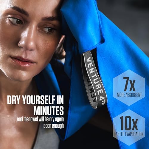 VENTURE 4TH Quick Dry Microfiber Towel for Camping & Gym - Blue Large - Image 4