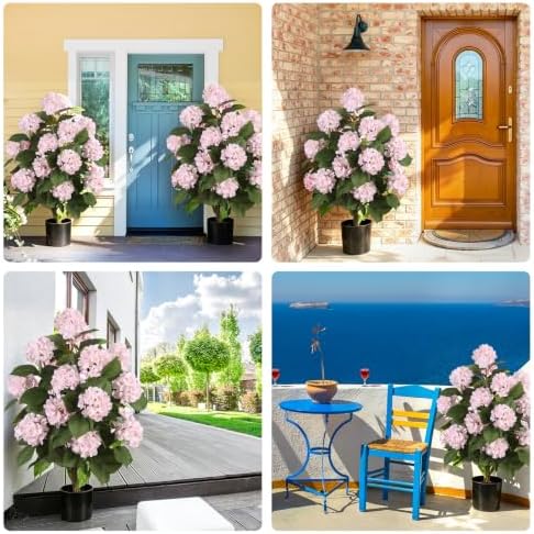 3FT Artificial Hydrangea Tree,Pink 2 Pack - Image 4