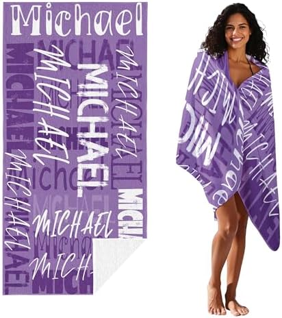 JML Personalized Beach Towel with Name, Custom Beach Towel with Name, Customized Microfiber Pool Towel, Quick Dry & Absorbent Swim Towel for Adult,Anniversary, Birthday, Summer Holiday,Vacation - Image 2