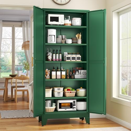 GAIOUS 75.2" Tall Kitchen Food Pantry, Metal Pantry Cabinet with 2 Door by GAIOUS