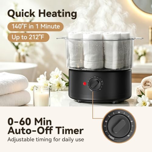 Towel Steamer, Mini Portable Hot Towel Warmer for Spa Salon-Black - Image 2