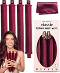 Classic Heatless Curls Overnight Rods - Upgraded Directional Grip Velvet No Heat Hair Curlers to Sleep Hair Rollers Flexible Curling Rods Set for Long Thicker Hair, Full Coverage Larger Silk Scarf by RIFFIN