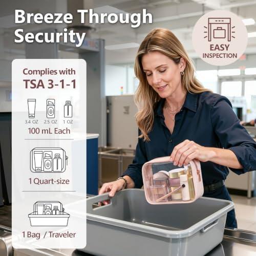 PACKISM TSA Approved Toiletry Bag - Clear Makeup Bag for Travel, Nude Pink - Image 2