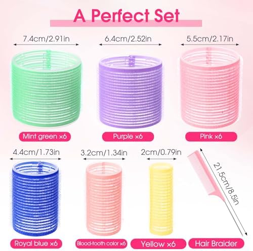 Syhood 36 Pcs Nylon Hair Roller Curler, Multisize, Pastel - Image 2