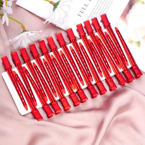 Bantoye 24 Packs Duck Bill Clips 3.35 Inch Metal Alligator Clip, Matte Red - Image 4