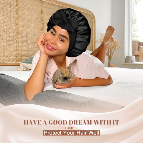 CHLINS Double Layer Satin Bonnet for Sleeping, Hair Bonnet for Curly Hair - Image 6