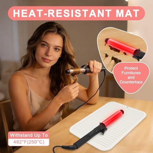 Silicone Heat Resistant Mat for Hair Tools, Oversize, Ivory - Image 2
