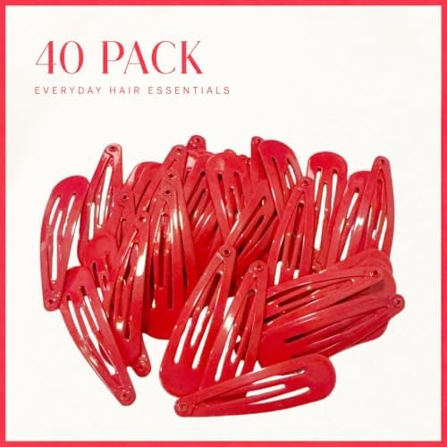 40 Counts Red Color Metal Snap Hair Clips 2 Inch Barrettes for Women Accessories - Image 6