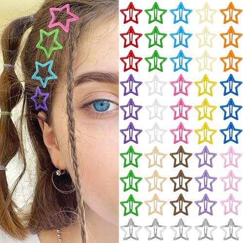 SAOROPEB Star Hair Clips Multicolor 2000s Y2K Hair Accessories -50PCS 1.18" by SAOROPEB