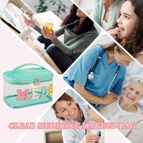 uekeboag Chenille Letter MEDS Clear Medicine Makeup Bag(12Green-Meds) - Image 5