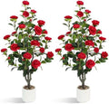 UPBUD Artificial Camellia Tree 2 Pack, 43.3" Tall Fake Camellia Plant by UPBUD