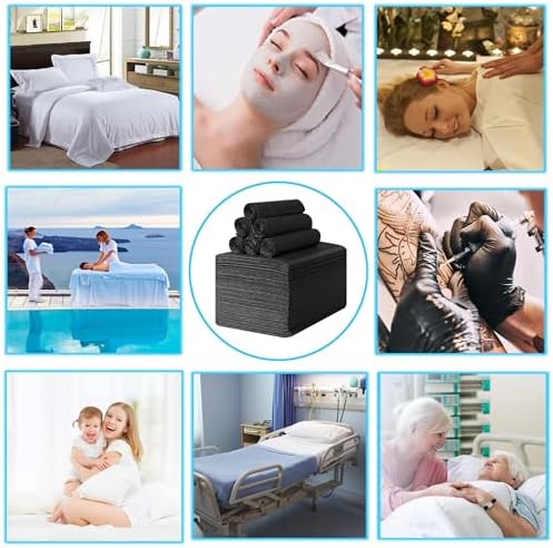 Disposable Bed Sheets 50 Pcs 31" x 71" Massage Table Sheets Non Woven Fabric SPA Bed Cover Breathable for Massage Beauty Tattoos（Black） - Image 6