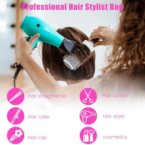 Hairstylist Traveling Bag, Large Capacity Hairdresser Barber Bag, Heat Resistant Hair Tools Travel Bag, Professional Makeup Organizer Bag, Waterproof Shower Toiletry Bag - Image 7