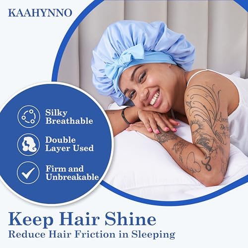 Tie Silk Bonnet Satin Curly Hair Wrap for Sleeping Women Anti Frizz - Image 2